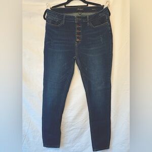 Judy Blue Skinny Button-Fly Jeans, Womens 11/12, 30 Waist, Mild Distressing